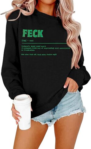 SFHFY Women St. Patrick's Day Sweatshirts Shamrock Sweater Funny Irish Ireland Sayings Long Sleeve Shirt Tops in Saudi Arabia