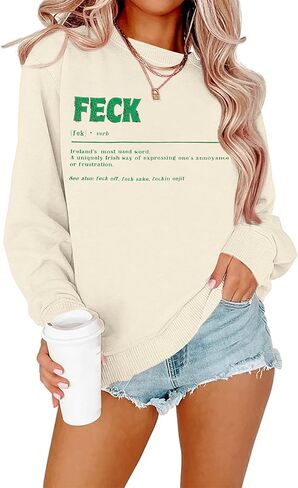 SFHFY Women St. Patrick's Day Sweatshirts Shamrock Sweater Funny Irish Ireland Sayings Long Sleeve Shirt Tops in Kuwait
