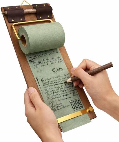 لوحة مذكرات مثبتة على الحائط بتصميم عتيق مع لفة خضراء داكنة طبيعية - مفكرة ذات حافظة ريفية، لوحة كتابة قابلة للتمزيق للملاحظات والقائمة والمطبخ والمقهى وديكور المكتب المنزلي in Kuwait