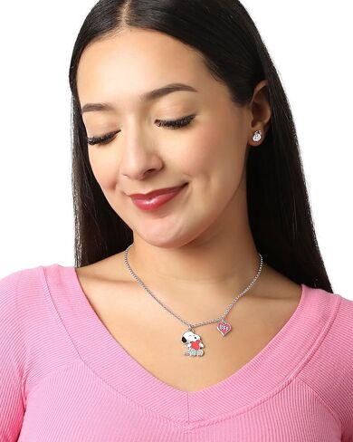 قلادات Peanuts Snoopy and Woodstock Best Friends لشخصين مع ترخيص رسمي من BFF Charms، 16 بوصة + 3.25 بوصة مجموعة من قلادتين للصداقة in Saudi Arabia