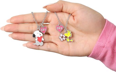 قلادات Peanuts Snoopy and Woodstock Best Friends لشخصين مع ترخيص رسمي من BFF Charms، 16 بوصة + 3.25 بوصة مجموعة من قلادتين للصداقة in Saudi Arabia