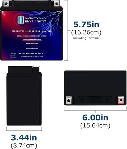 بطارية بديلة Mighty Max YTX14L-BS متوافقة مع BRP 900 Ryker (ACE) 23-24 in Kuwait