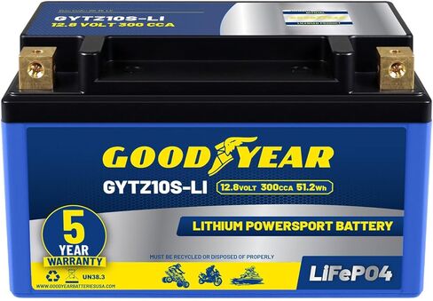 Goodyear GYTX9-LI Lithium LiFePO4 12.8V 300CCA Rechargeable High Performance Powersport Battery with Smart BMS Replacement for Motorcycle, ATV, UTV, Scooter, Watercraft, Jet Ski, and Snowmobile in Saudi Arabia