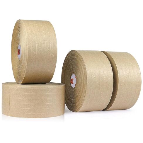 شريط منشط بالماء من TAPEBEAR مقاس 1.5 بوصة، شريط لاصق مقوى بالألياف مقاس 2.75 بوصة × 377 قدمًا، شريط ورق كرافت صديق للبيئة قابل للتحلل البيولوجي شريط تعبئة بني لختم الأمان والتعبئة والشحن، لفتان in Saudi Arabia