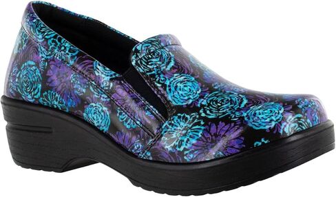 Easy Street womens Leeza Clog, Grey/Blue Floral Patent, 6 US in Saudi Arabia