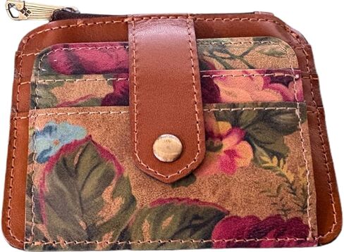 Patricia Nash Cassis Leather ID Case, Full-Grain Leather, RFID Blocking Wallet, Black/Tan, Heritage Style, with Card Slots & ID Window, Vintage Victorian Garden, 4.75x3.75x0.25 Inch in Kuwait