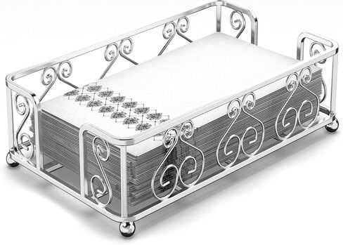 Silver Guest Towel Holder Tray for Bathroom – Countertop Napkin Organizer for Disposable Paper Towels, Elegant Hand Towel Rack for Powder Room, Modern Guest Bathroom Accessories in Saudi Arabia