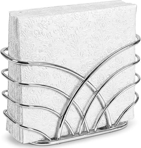 Silver Guest Towel Holder Tray for Bathroom – Countertop Napkin Organizer for Disposable Paper Towels, Elegant Hand Towel Rack for Powder Room, Modern Guest Bathroom Accessories in Saudi Arabia
