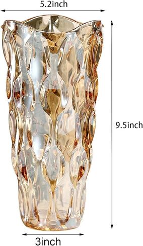 9.5" High Thickened Amber Glass Flower Vase for Home Decor, Dining Wedding Table Office Holiday Party Centerpiece Decoration in Saudi Arabia