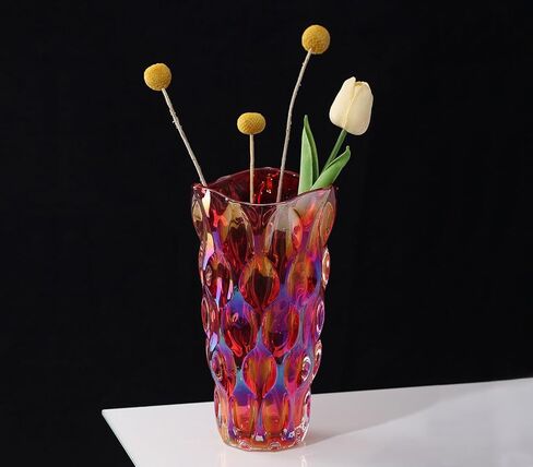 9.5" High Thickened Amber Glass Flower Vase for Home Decor, Dining Wedding Table Office Holiday Party Centerpiece Decoration in Saudi Arabia