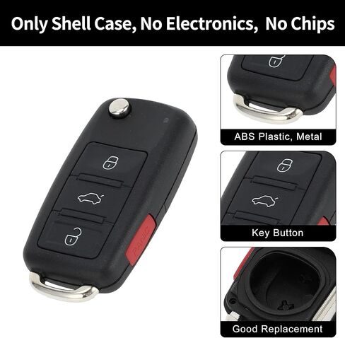 X AUTOHAUX Key Shell Case Keyless Entry Remote Key Fob Replacement Case for Volkswagen Tiguan Golf Jetta 2011-2016 4 Buttons in Saudi Arabia