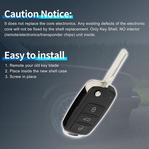 X AUTOHAUX Key Shell Case Keyless Entry Remote Key Fob Replacement Case for Volkswagen Tiguan Golf Jetta 2011-2016 4 Buttons in Saudi Arabia