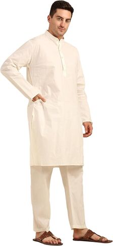 Men's Kurta Pajama Set – Cotton Blend, Ethnic Wear for Festivals, Weddings, and Celebrations – Cream Color in Saudi Arabia