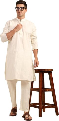 Men's Kurta Pajama Set – Cotton Blend, Ethnic Wear for Festivals, Weddings, and Celebrations – Cream Color in Saudi Arabia