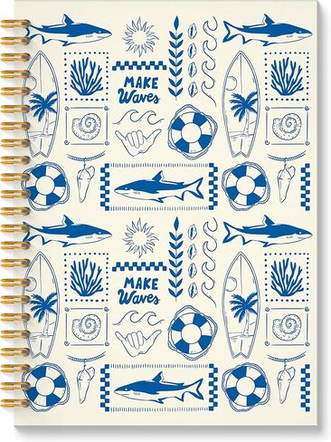 ROXMART Blue Beach Glitter Spiral Notebook, Coastal Ocean Journal, Tropical Marine Biology Hardcover Notebook Journal for Writing Note Taking, Beach Lover Gifts for Women, 5.5x8.3 Inch in Saudi Arabia
