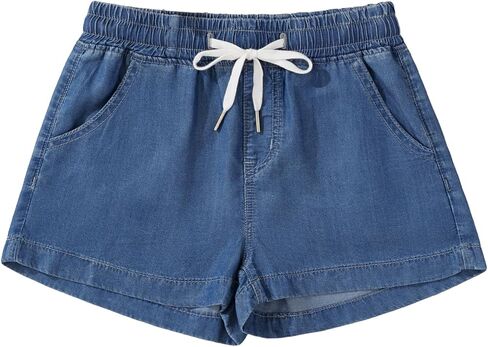 SHENHE Women's Denim Shorts Elastic Waist Drawstring Summer Casual Jean Shorts with Pockets in Saudi Arabia