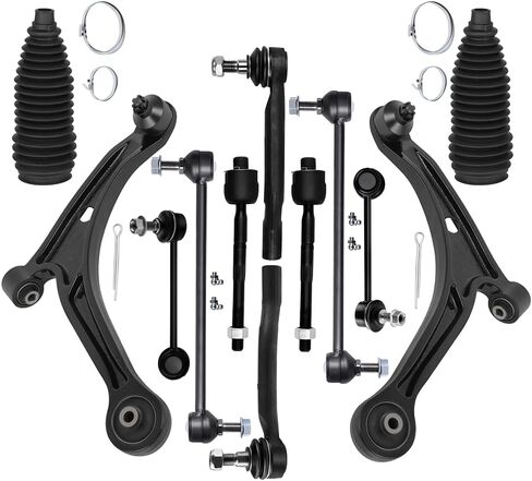 مجموعة تعليق مكونة من 12 قطعة لـ 2003-2005 لسيارة Honda Pilot 2001-2005 لـ Acura MDX ذراع التحكم السفلي الأمامي ومفصل كروي داخلي خارجي لقضيب الربط نهاية قضيب Sway Bar End Link حذاء التوجيه in Kuwait