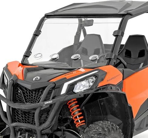 زجاج أمامي كامل بفتحات تهوية من Rough Country لسيارة Can-Am Maverick Sport 1000R - مقاوم للخدش 1/4 بوصة من البولي كربونات، أقوى 250 مرة من الزجاج in Saudi Arabia