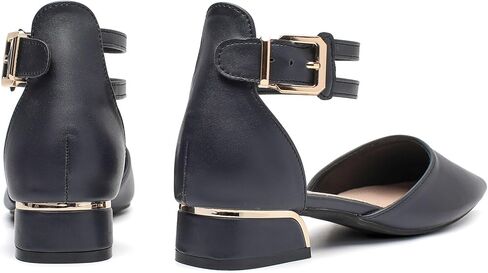 Closed Toe Heels for Women -Black Nude Blue Apricot Glod Womens Heels Closed Round Toe Chunky Block Pumps Shoes in Saudi Arabia
