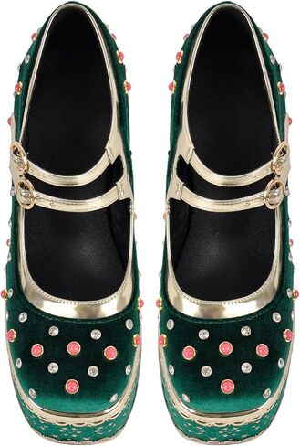 High Platform Heels Chunky Heels Ankle Strap Closed Toe Pumps for Party in Saudi Arabia