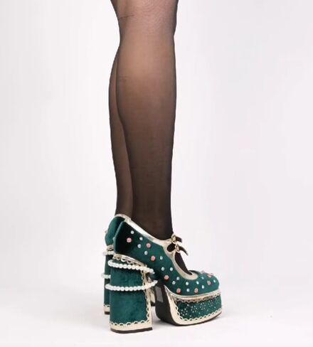 High Platform Heels Chunky Heels Ankle Strap Closed Toe Pumps for Party in Saudi Arabia