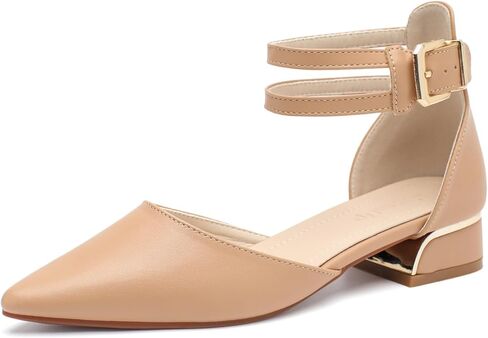 Closed Toe Heels for Women -Black Nude Blue Apricot Glod Womens Heels Closed Round Toe Chunky Block Pumps Shoes in Saudi Arabia