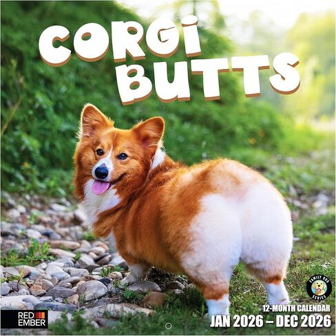 RED EMBER Corgi Puppies 2026 Wall Calendar 12 Month | 12" x 24" Open | Thick & Sturdy Paper | Holiday Gift | Cute Puppy Dog Calendar 2026 in Saudi Arabia
