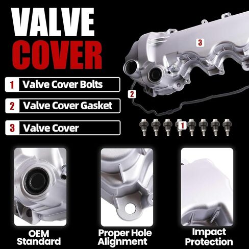 غطاء صمام الألومنيوم الأيمن من MITZONE مع حشية ومسامير متوافق مع Ford F150 F250 F350 Super Duty Mustang Lincoln Navigator 4.6L 5.4L 2004-2014، استبدال 264-908 9L1Z6582C 9L1Z6582D 7L1Z6584A in Saudi Arabia