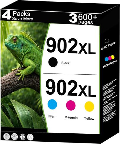 902XL Ink Cartridges 4-Pack Replacement for HP 902 XL T0A39AN Ink Cartridges Combo Pack Work for 6975 6962 6968 6963 6964 6978 6970 6960 6954 6951 6958 6950 6956 6961 Printer Cyan Magenta Yellow Black in Kuwait