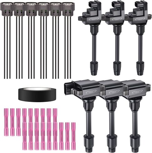 Set of 4 Ignition Coils Pack & Pigtail Connector Wiring Harness Kit Compatible with Infiniti Frontier Altima Versa Sentra NV200 Rogue 2007-2012 FX50 QX60 QX70 1.6L 2.4L 2.5L UF549 in Saudi Arabia