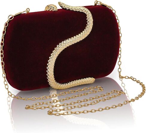 محفظة يد مسائية مخملية للنساء حقيبة سهرة رسمية لحفلات الزفاف ومحفظة العروس بمقبض على شكل ثعبان in Kuwait