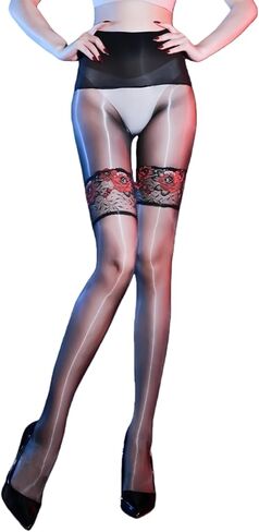 المرأة النفط لامعة جوارب طويلة ناعمة 5 منكر 360 درجة سلس المنشعب رقيقة جدا شير الجوارب فو قطعتين الربط in Kuwait