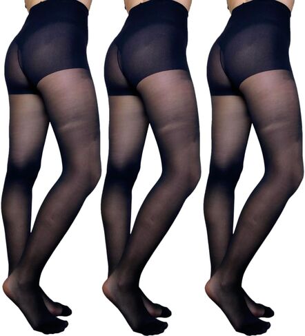 Women's Control Top & Heavy Support Tights, 3 Pairs, 65% Nylon & 35% Spandex, Made in Taiwan in Saudi Arabia