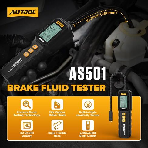 AUTOOL AS501 Brake Fluid Tester, Digital Brake Fluid Moisture Tester with 1.8'' HD Display, DOT 3/4/5/5.1 Brake Fluid Tester, Stainless Steel Probe, Fast & Accurate Detection in Saudi Arabia