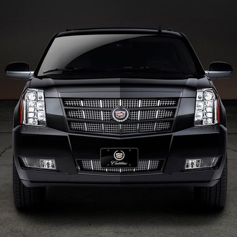 iPick Image for Cadillac 2013 Dual Logo UV Graphic Black Stainless Steel License Plate - Official Licensed in Saudi Arabia
