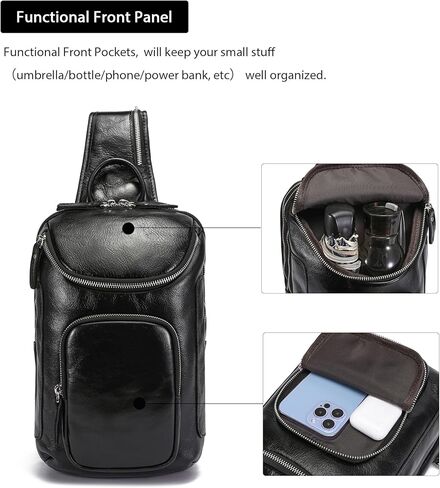 حقيبة LANNSYNE كلاسيكية من الجلد المحبب بالكامل حقيبة كروس على الصدر حقيبة نهارية وجلد محبب لجواز السفر محفظة طويلة للرجال/النساء حجب RFID in Kuwait