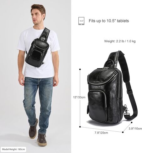 حقيبة LANNSYNE كلاسيكية من الجلد المحبب بالكامل حقيبة كروس على الصدر حقيبة نهارية وجلد محبب لجواز السفر محفظة طويلة للرجال/النساء حجب RFID in Kuwait