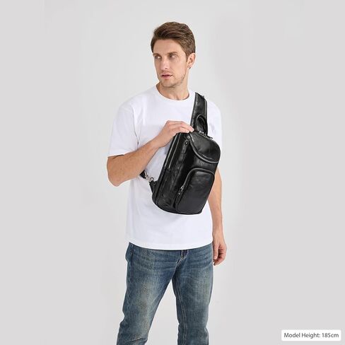 حقيبة LANNSYNE كلاسيكية من الجلد المحبب بالكامل حقيبة كروس على الصدر حقيبة نهارية وجلد محبب لجواز السفر محفظة طويلة للرجال/النساء حجب RFID in Kuwait