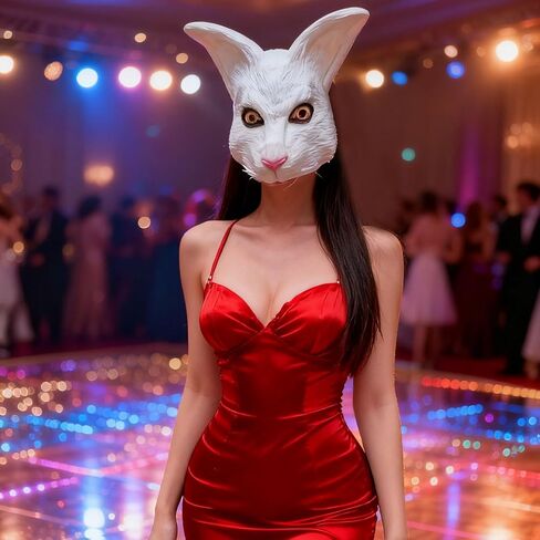 White Rabbit Head Mask, Cute Hare Half Face Masks for Adults Masquerade Animal Cosplay Costume Dress Up Party Props in Saudi Arabia