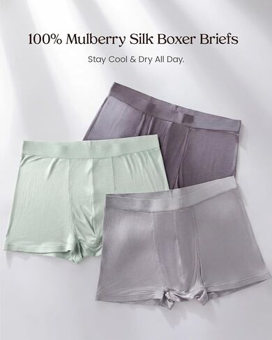 Men's 100% Mulberry Silk Boxer Briefs - Ultra Breathable Pure Silk Summer Underwear for Men, Comfort & Lightweight in Saudi Arabia