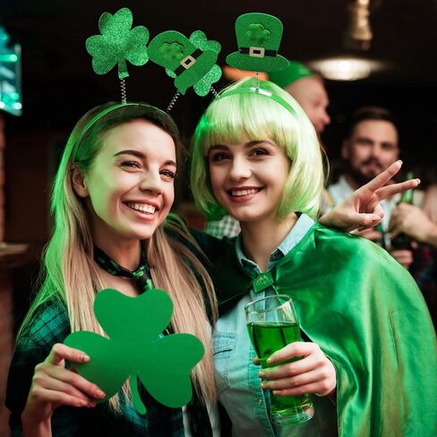 عصابات رأس Motiloo 12 قطعة لعيد القديس باتريك - عصابة رأس Leprechaun - أخضر شامروك - هدايا حفلات عيد القديس باتريك in Kuwait