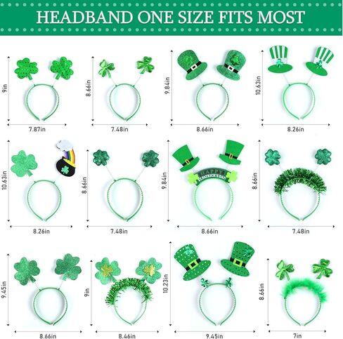 عصابات رأس Motiloo 12 قطعة لعيد القديس باتريك - عصابة رأس Leprechaun - أخضر شامروك - هدايا حفلات عيد القديس باتريك in Kuwait