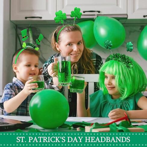 عصابات رأس Motiloo 12 قطعة لعيد القديس باتريك - عصابة رأس Leprechaun - أخضر شامروك - هدايا حفلات عيد القديس باتريك in Kuwait