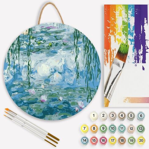 Impressionist Paint by Numbers Kit for Adults - DIY Water Lilies with Hanging Willow Painting on Canvas 16x20 Inches, Acrylic Paint Set for Beginners, Monet-Inspired Art for Home Decoration or Gift in Saudi Arabia