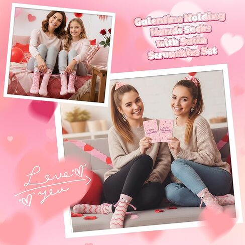 R HORSE 8 Packs Galentine's Day Pink Gift - Valentine’s Day Party Supplies for Women Includes Magnetic Holding Hands Socks Scrunchies Greeting Cards for Happy Galentine's Day Party Favors Gifts in Saudi Arabia