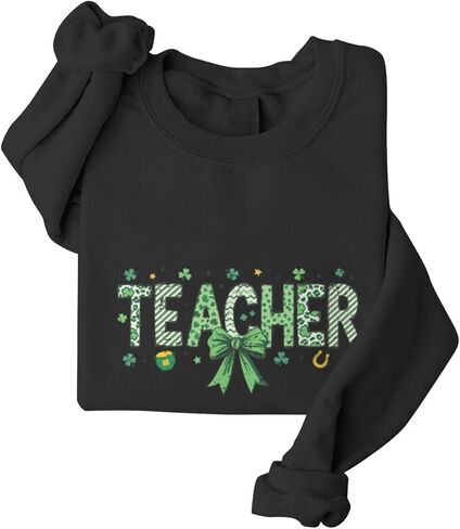 Teacher Sweatshirt For Women Oversized Graphic Crew Neck Pullovers Irish St Patrick's Day Sweatshirts in Saudi Arabia