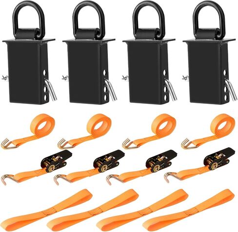 حلقات على شكل حرف D للجيب للمقطورة، مرساة للخدمة الشاقة بوزن 12.000 رطل على شكل حرف D مع دبوس ربط 1/2 بوصة، وأشرطة سقاطة 4 قطع، لسرير الشاحنة، والمقطورة، والجرار in Kuwait