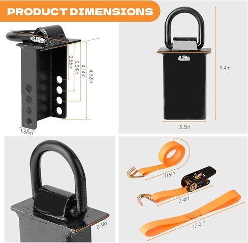 حلقات على شكل حرف D للجيب للمقطورة، مرساة للخدمة الشاقة بوزن 12.000 رطل على شكل حرف D مع دبوس ربط 1/2 بوصة، وأشرطة سقاطة 4 قطع، لسرير الشاحنة، والمقطورة، والجرار in Kuwait