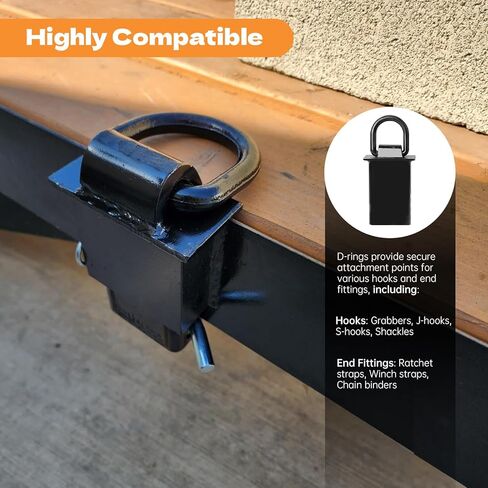 حلقات على شكل حرف D للجيب للمقطورة، مرساة للخدمة الشاقة بوزن 12.000 رطل على شكل حرف D مع دبوس ربط 1/2 بوصة، وأشرطة سقاطة 4 قطع، لسرير الشاحنة، والمقطورة، والجرار in Kuwait