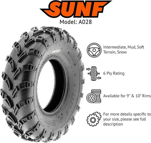 SunF Set 2 ATV Tires 23x10-10 23x10x10 Mud Tubeless 6 PR A028 in Saudi Arabia